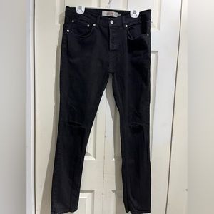 Topman Men’s Black Ripped Skinny Jeans in Size 36